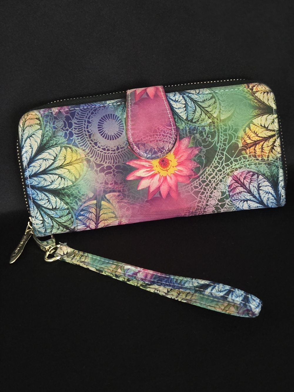 Loveshe Boho Floral Mandala Ziparound Wristlet Wallet Clutch RFID